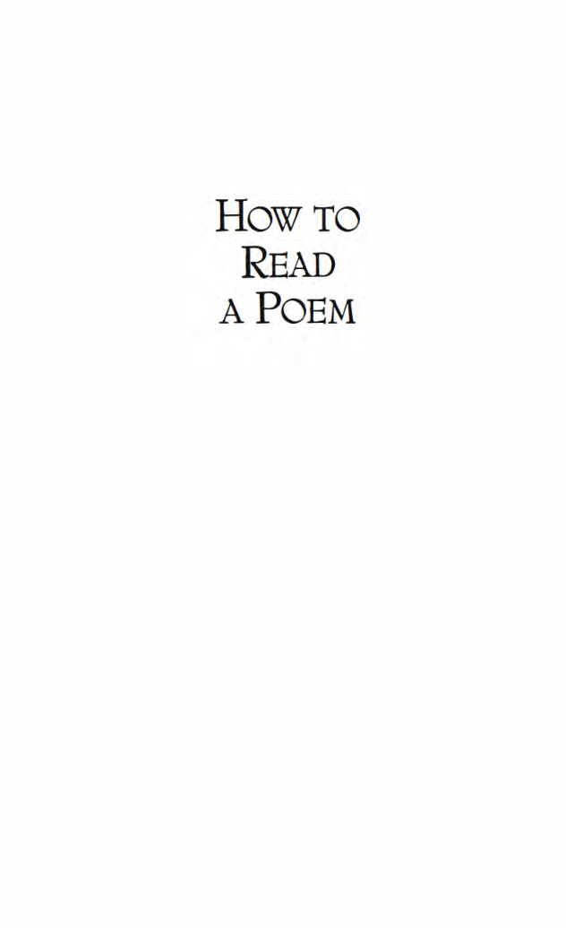 How to Read a Poem And Fall in Love with Poetry cover