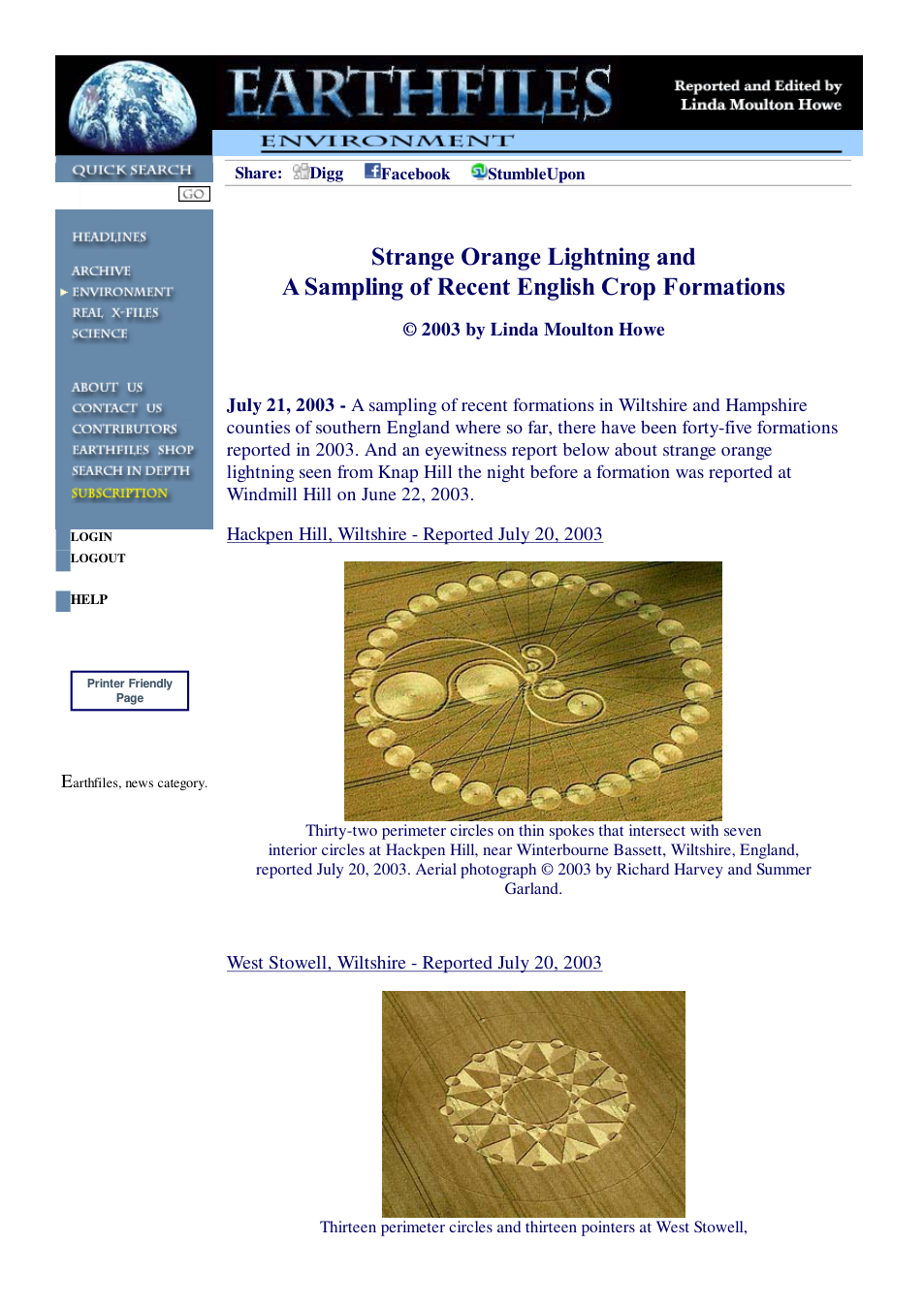 07 21 2003 Strange Orange Lightning and A Sampling of Recent English Crop Formations cover