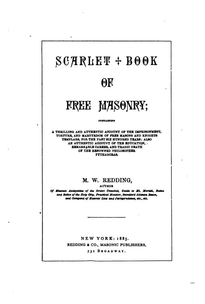 The Scarlet Book Of Freemasonry - M W Redding cover