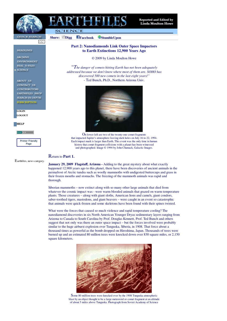 01 29 2009 Part 2 Nanodiamonds Link Outer Space Impactors to Earth Extinctions 12,900 Years Ago cover
