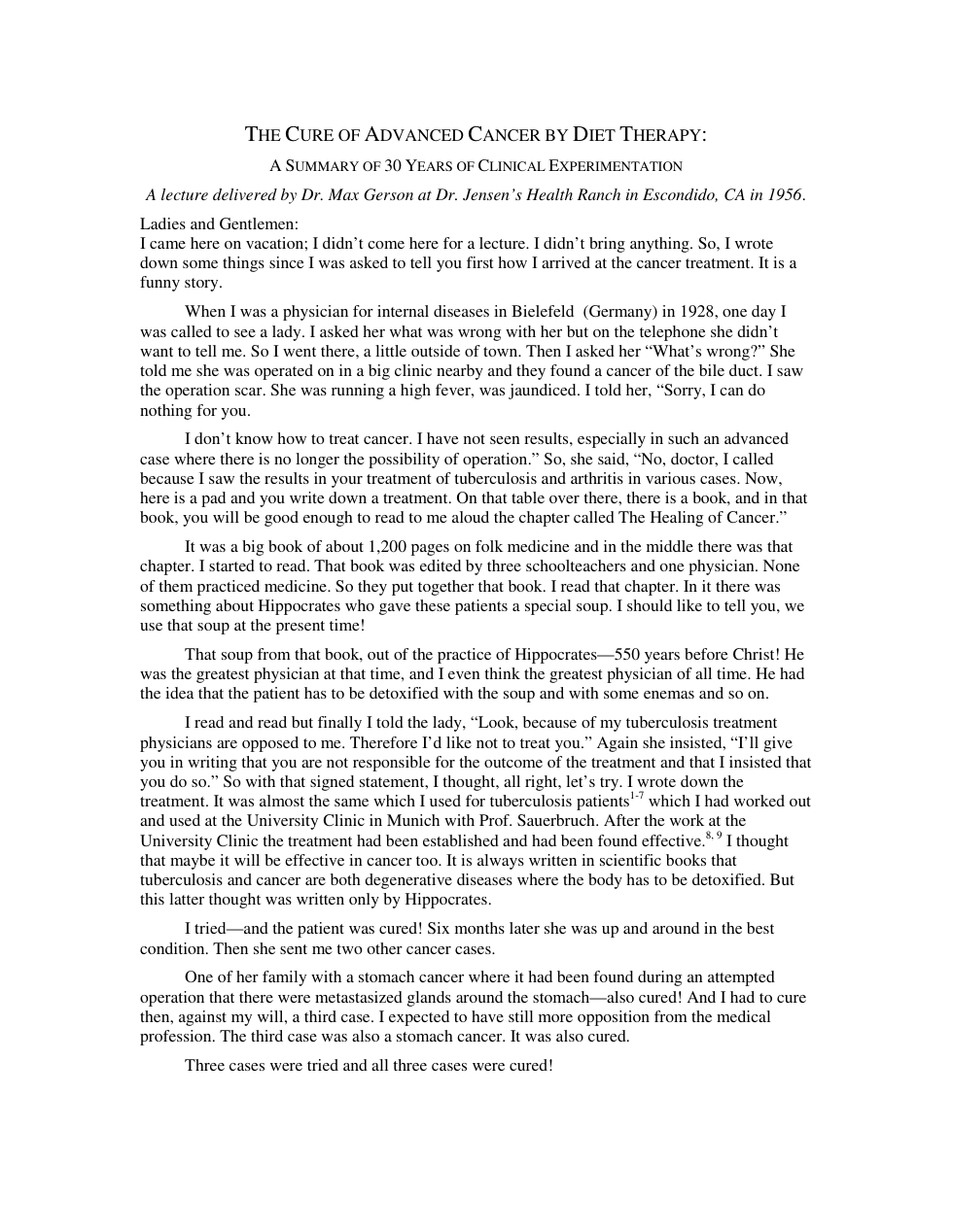 Cure of Advanced Cancer - Gerson Therapy cover