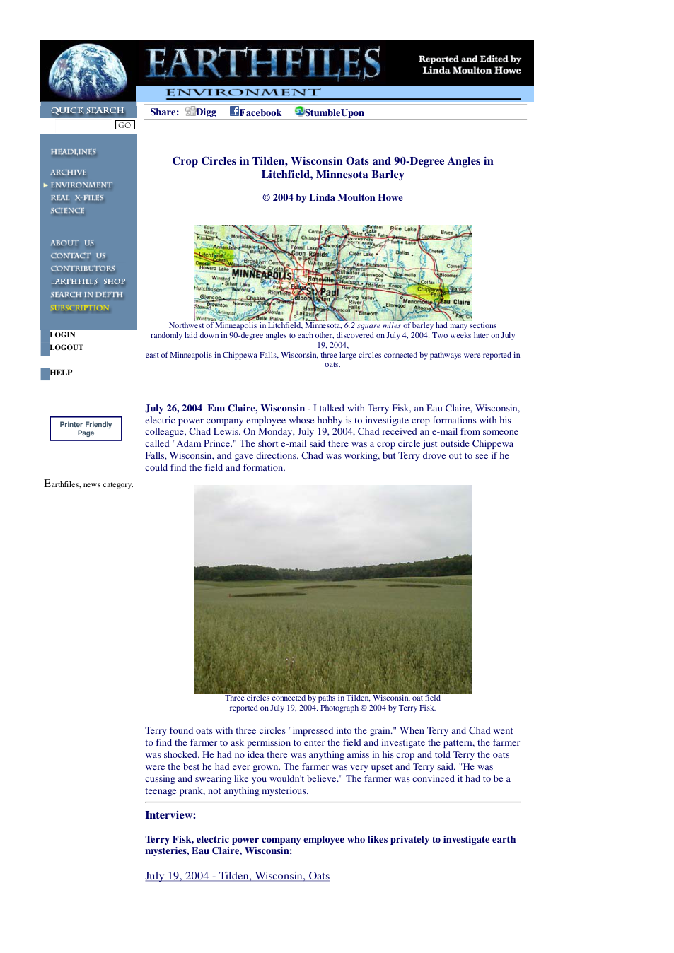 07 26 2004 Crop Circles in Tilden, Wisconsin Oats and 90-Degree Angles in Litchfield, Minnesota Barley cover
