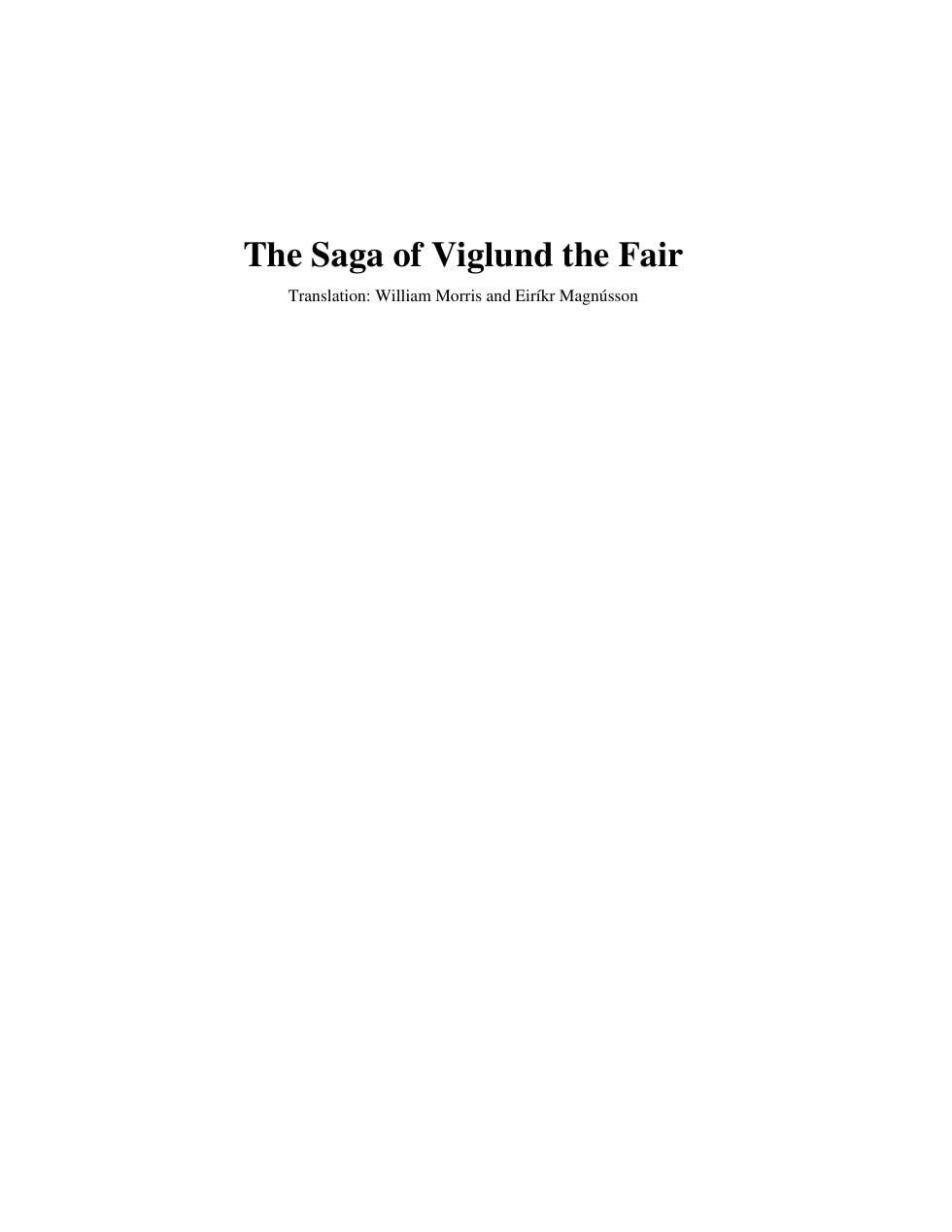 The Saga of Viglund the Fair cover