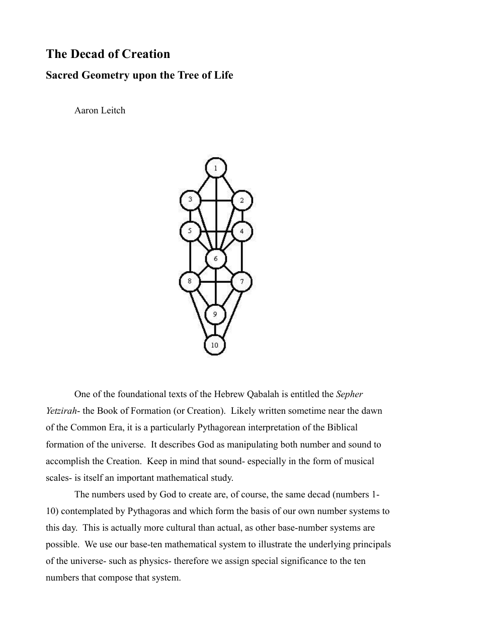 Decad of Creation - Sacred Geometry upon the Tree of Life cover
