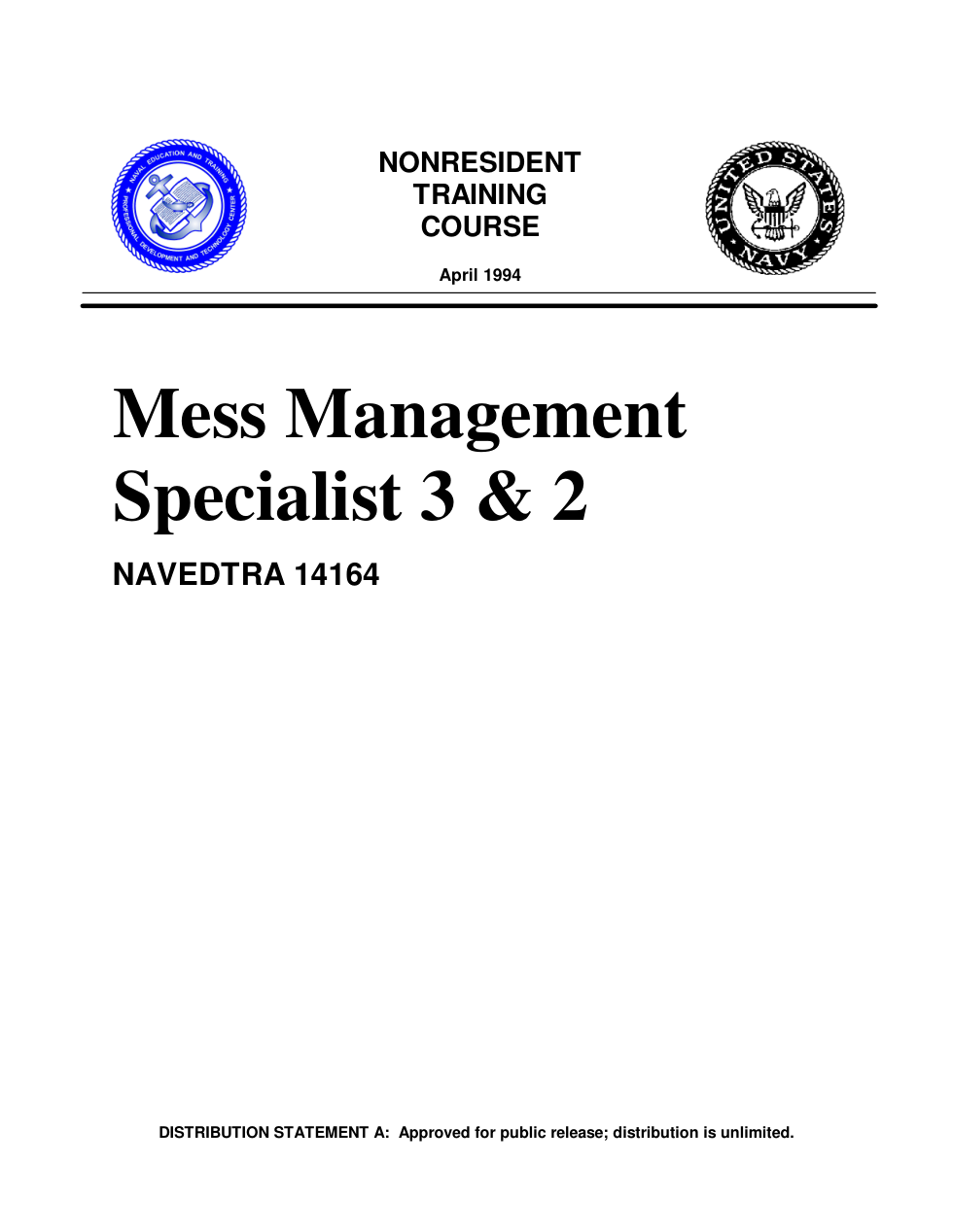 NAVY - Cooking Course 1994 392 pages cover