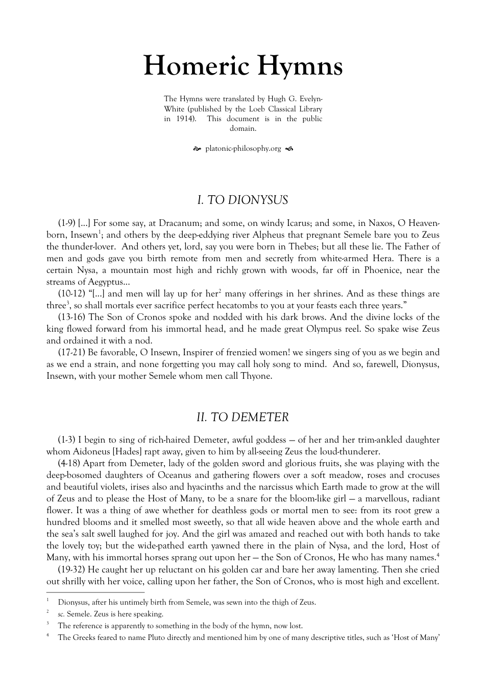 Homeric Hymns cover