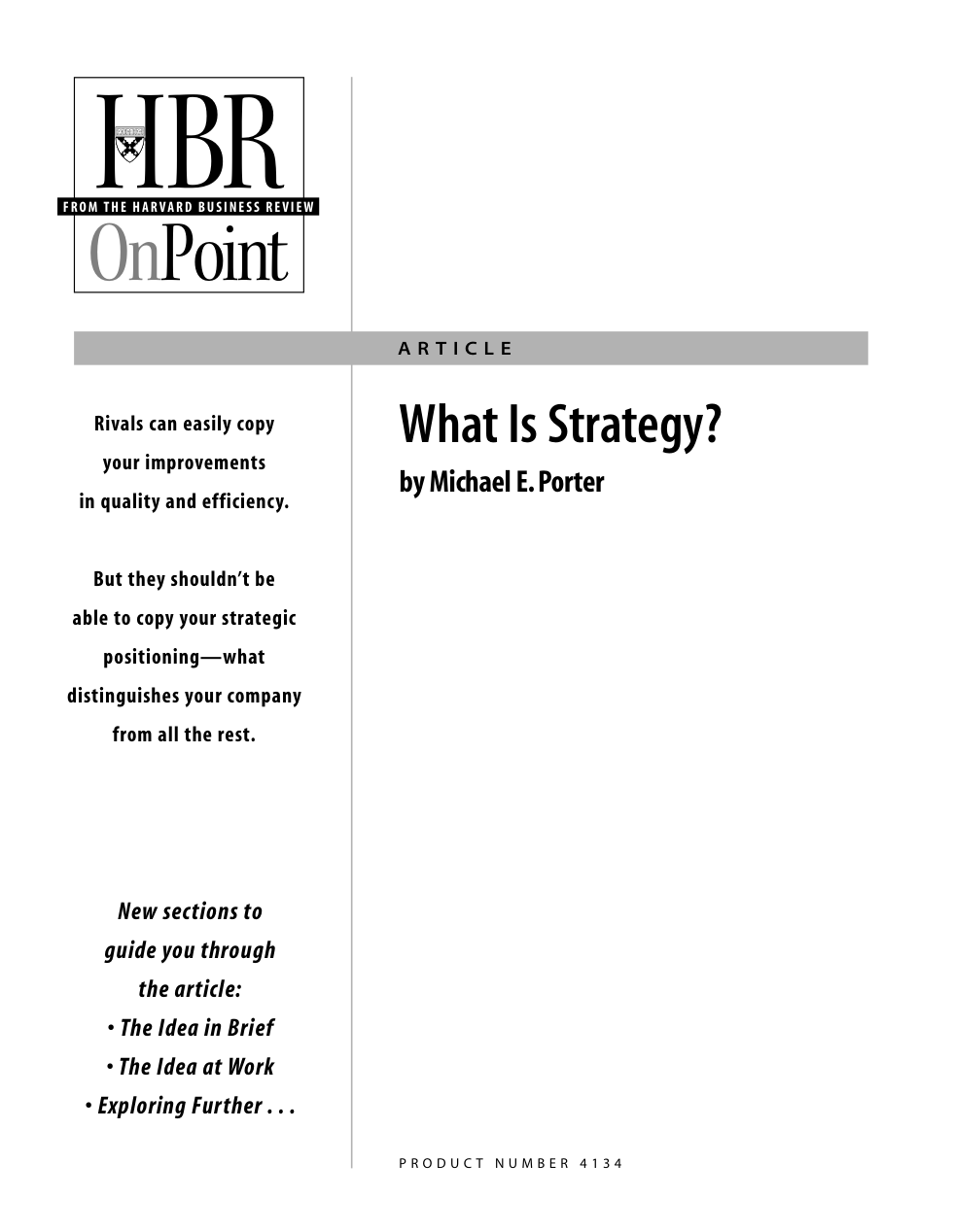 Harvard Business Review - What Is Strategy - Michael Porter cover