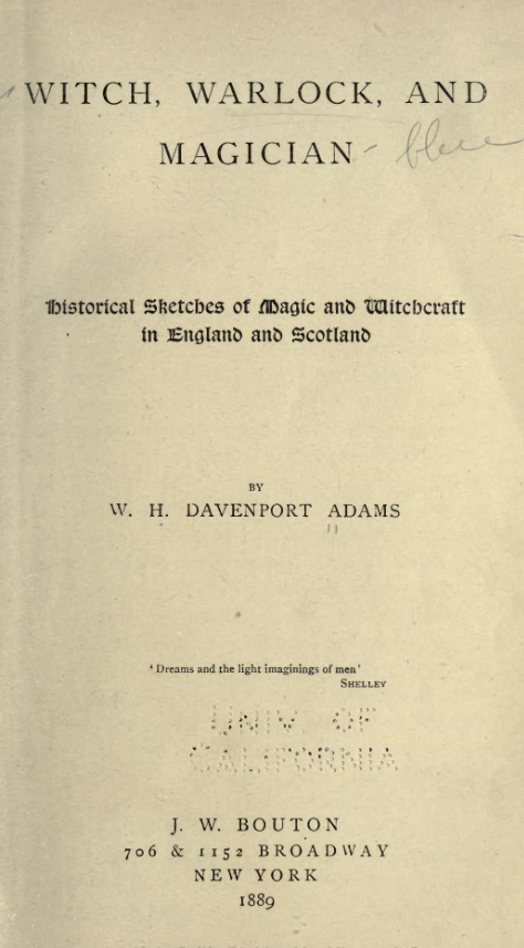 Witch Warlock & Magician - W H Davenport Adams cover