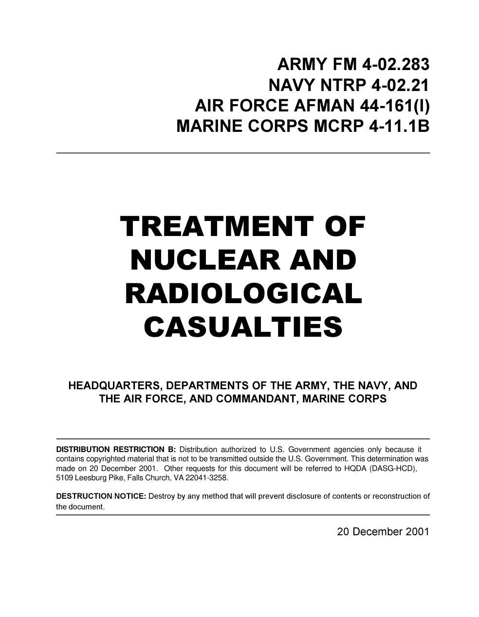 US Multiserv - Treat. of Nuclear & Radiolog.Casualties 180p. cover