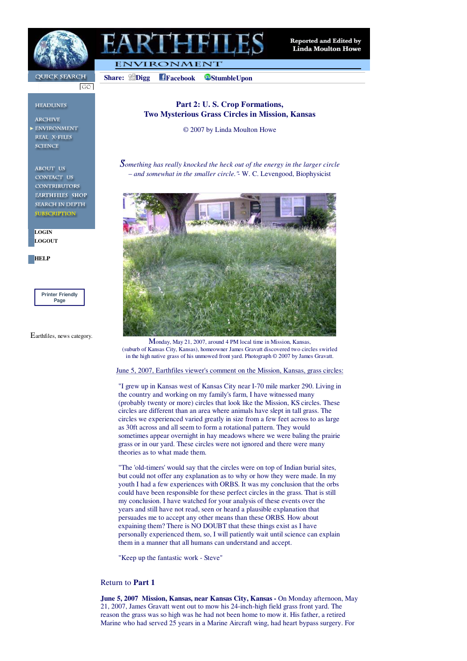 06 05 2007 Part 2 U. S. Crop Formations, Two Mysterious Grass Circles in Mission, Kansas cover