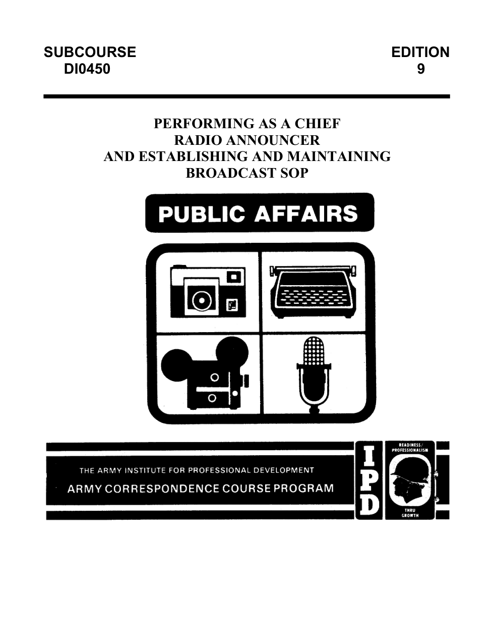 ARMY Journalist-Perform Announ.Maintain Broadcast 1985,50p. cover