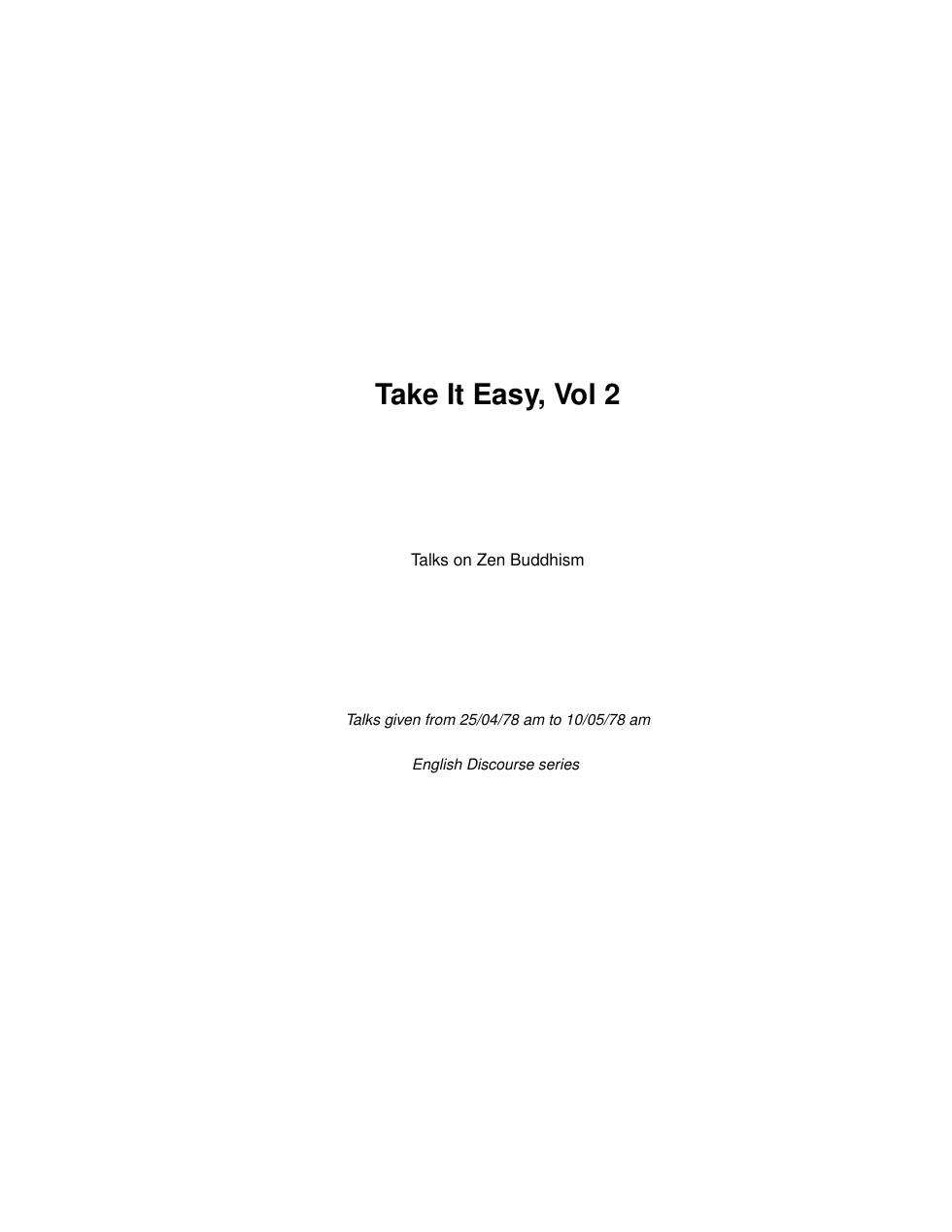 Take It Easy, Vol 2 cover