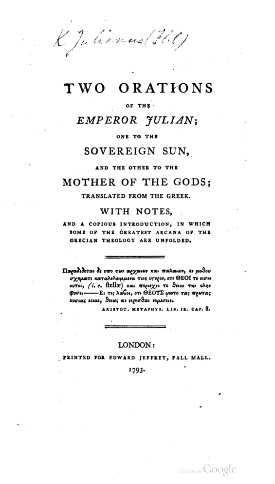 1793 Two-Orations-of-the-Emperor-Julian cover