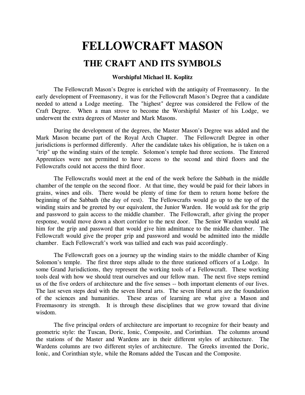 Masonic Proficiency Manual - 02 - Fellowcraft cover