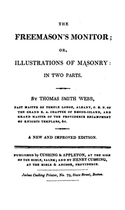 The Freemasons Monitor..1808 - T Webb cover