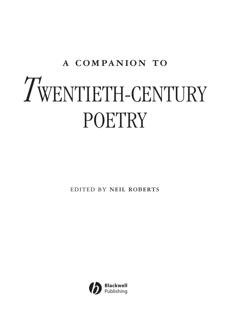 A Companion to Twentieth-Century Poetry cover