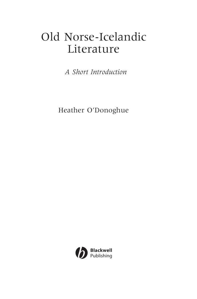 Heather O'Donoghue - Old Norse-Icelandic Literature A Short Introduction [Retail] cover
