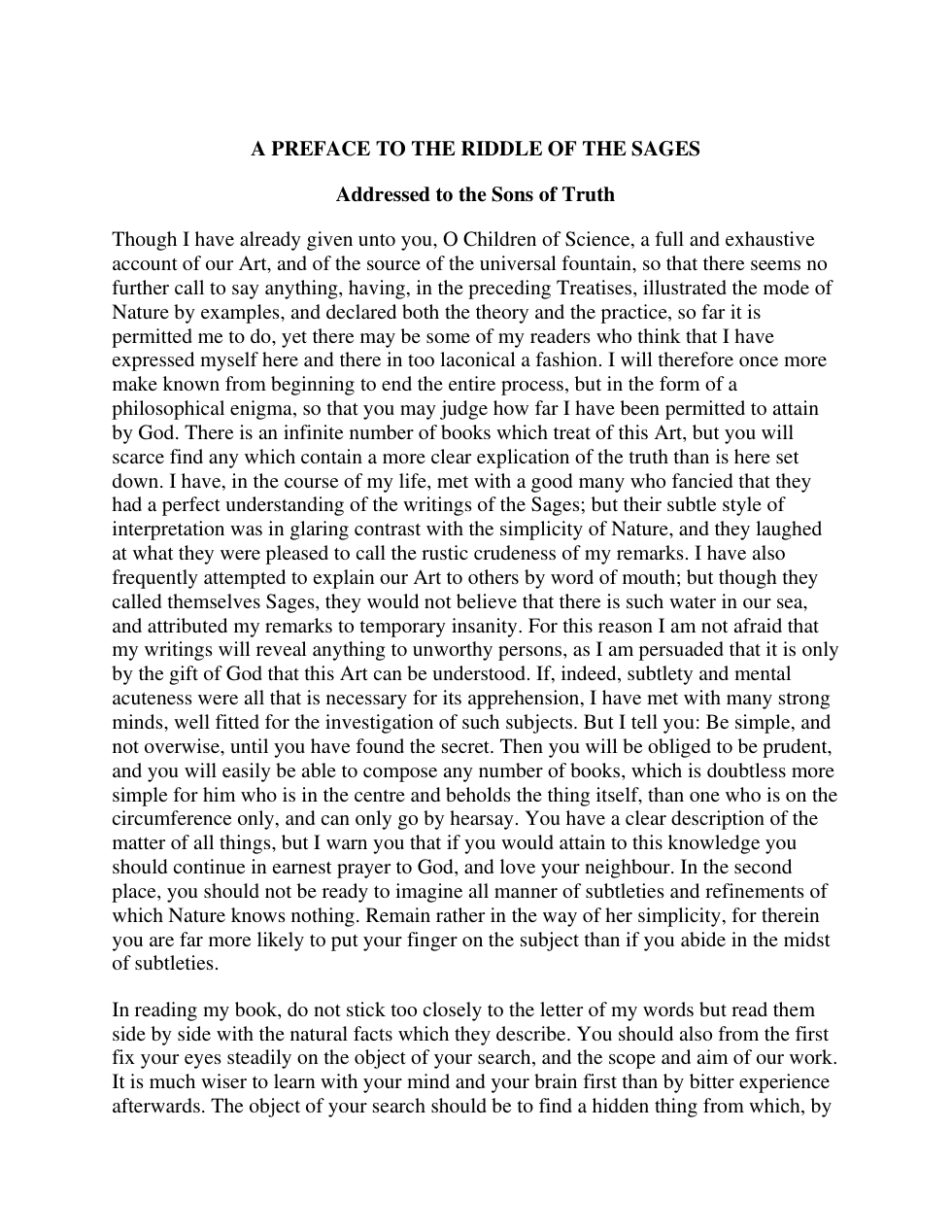 Preface to the Riddle of The Sages - Anonymous cover