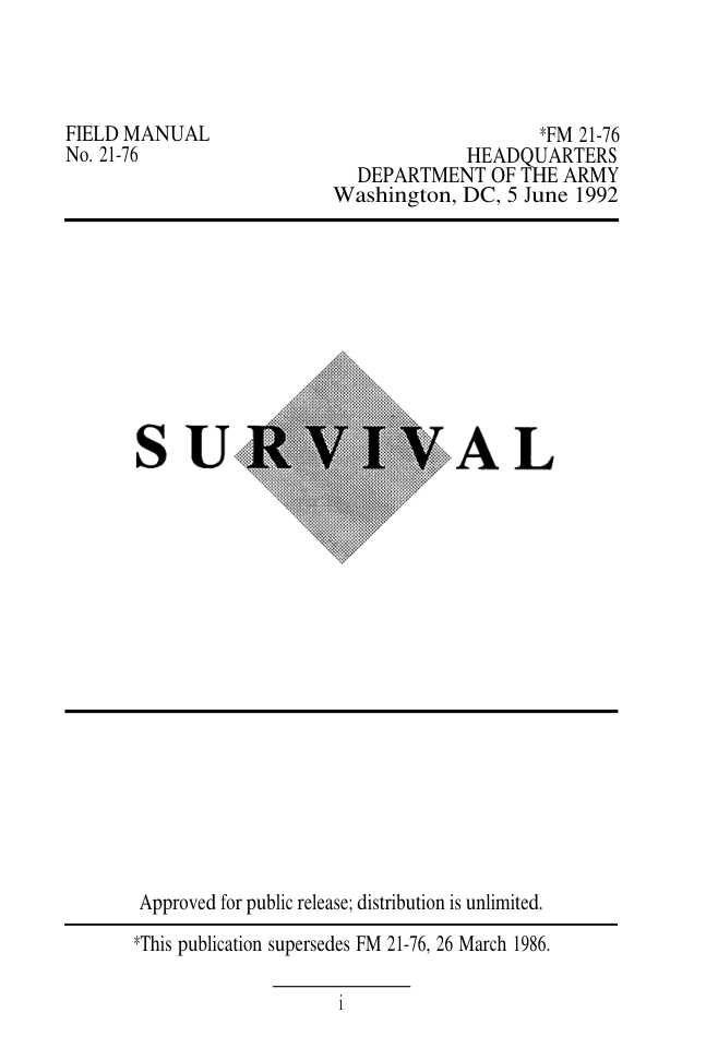 Us Army - Survival Field Manual [1992] cover