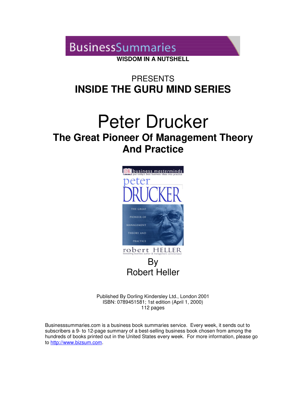Inside The Guru Mind - Peter Drucker cover