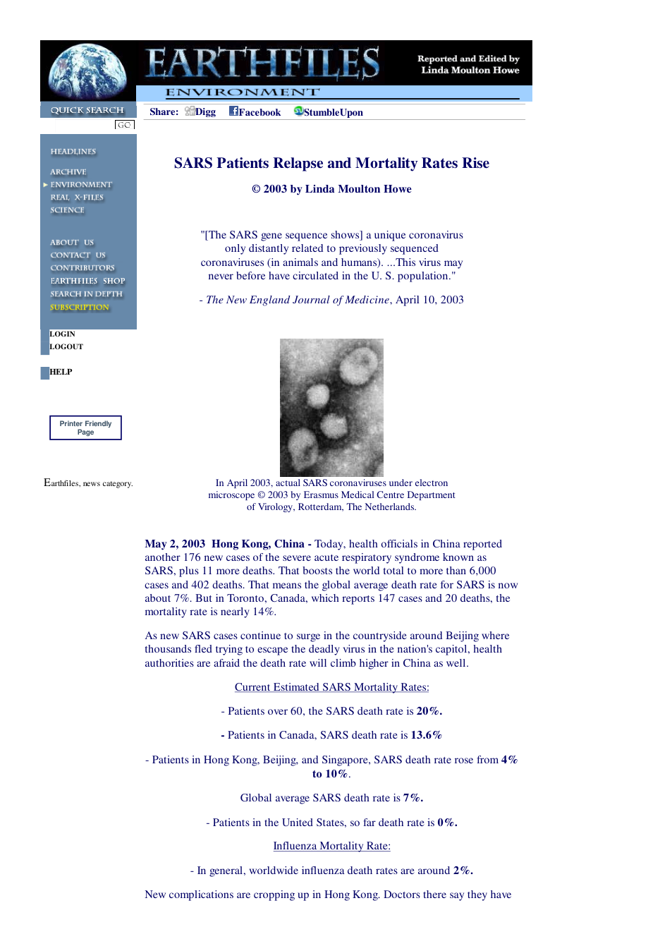 05 02 2003 SARS Patients Relapse and Mortality Rates Rise cover