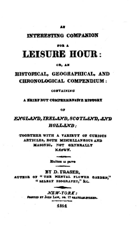 An Interesting Companion For A Leisure Hour - D Fraser cover