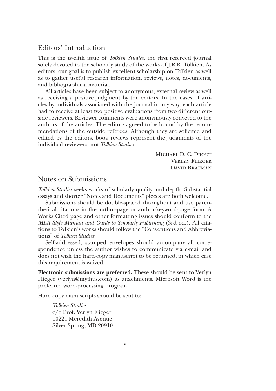 Douglas A. Anderson, Michael D.C. Drout and Verlyn Flieger - Tolkien Studies An Annual Scholarly Review Volume 12, 2015 cover