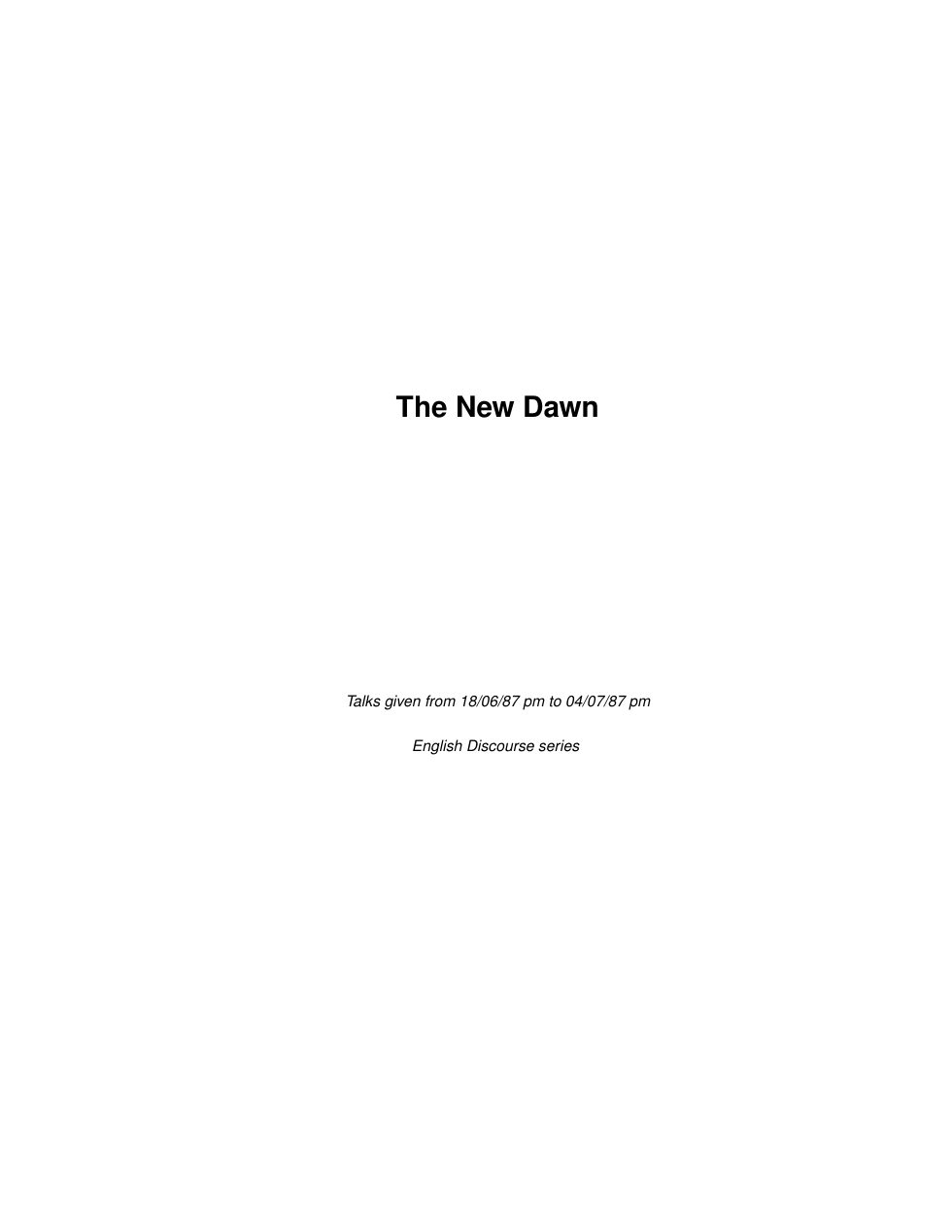 The New Dawn cover