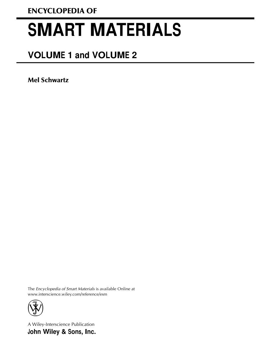 Encyclopedia of Smart Materials cover