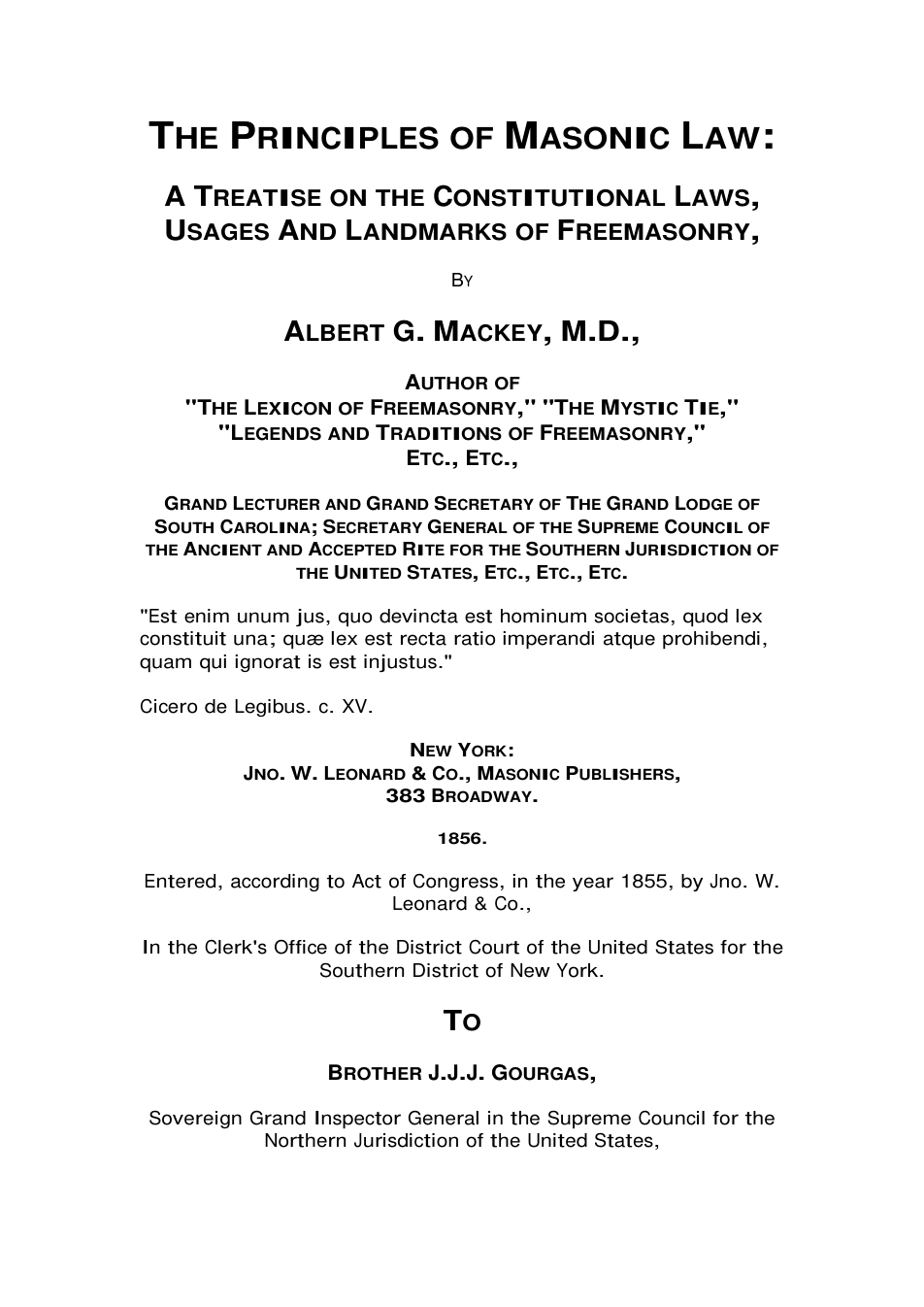 The Principles of Masonic Law - A. G. Mackey cover