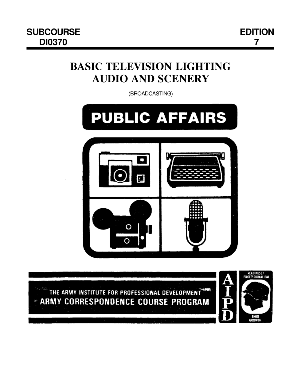 ARMY TV-Basic TV Lighting, Audio,Scenery 1987 65 pages cover