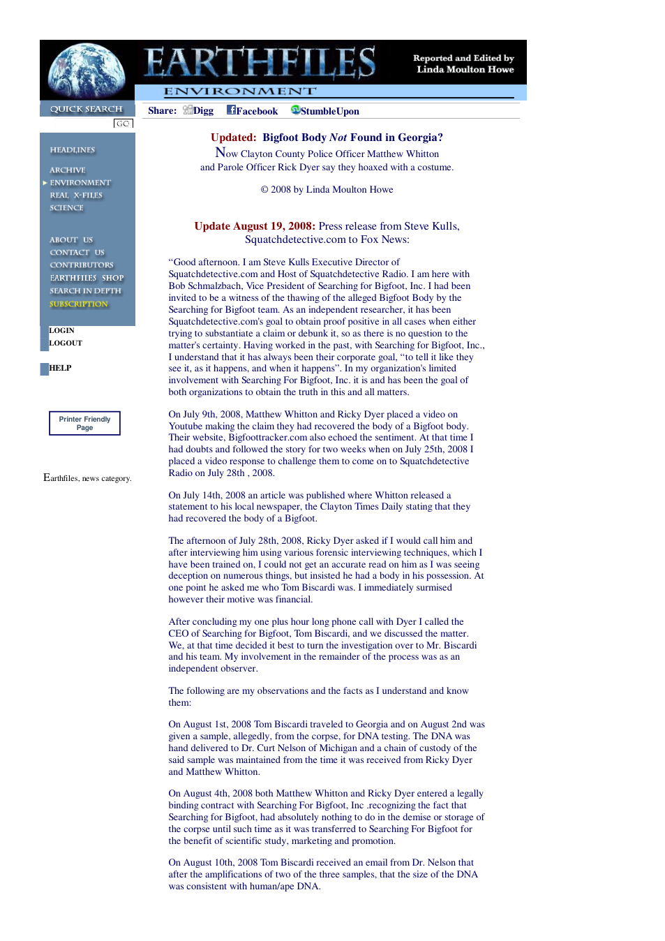 08 16 2008 Bigfoot Body Found in Georgia cover