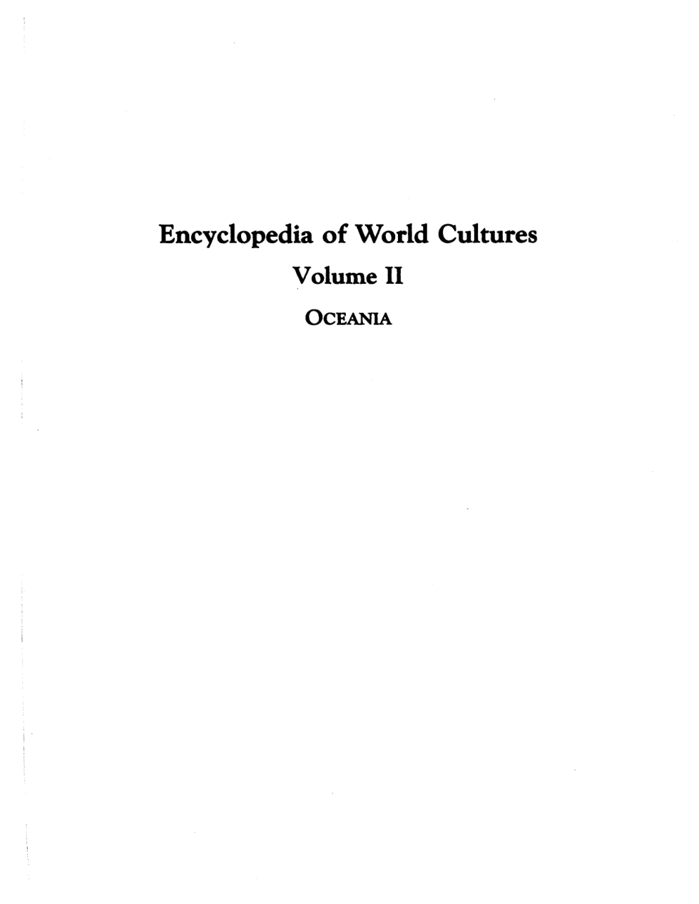 Encyclopedia of World Cultures Vol 2 - Oceania cover