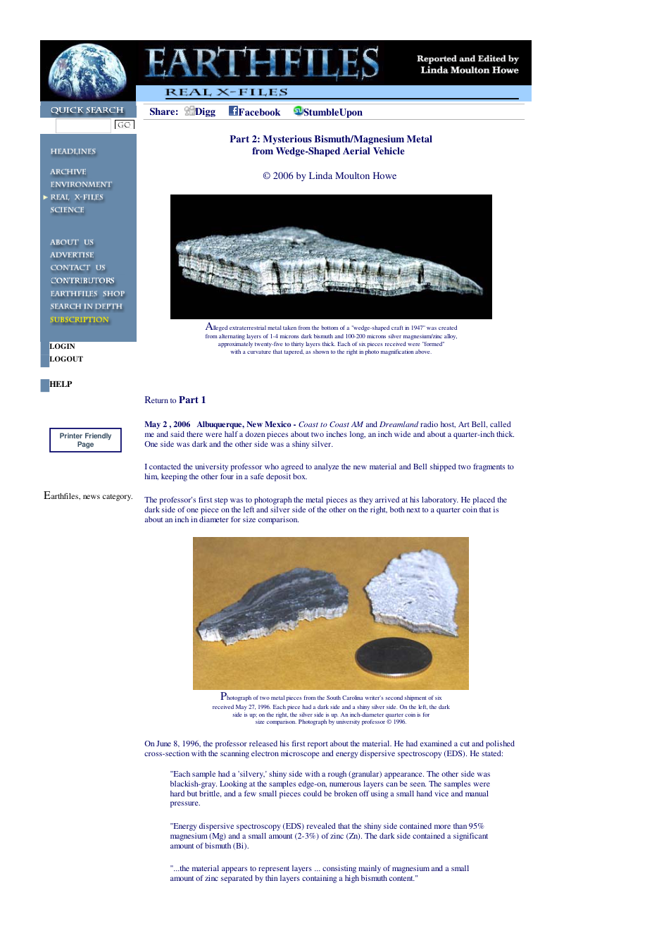 05 02 2006 Part 2 Mysterious Bismuth Magnesium Metal from Wedge-Shaped Aerial Vehicle cover