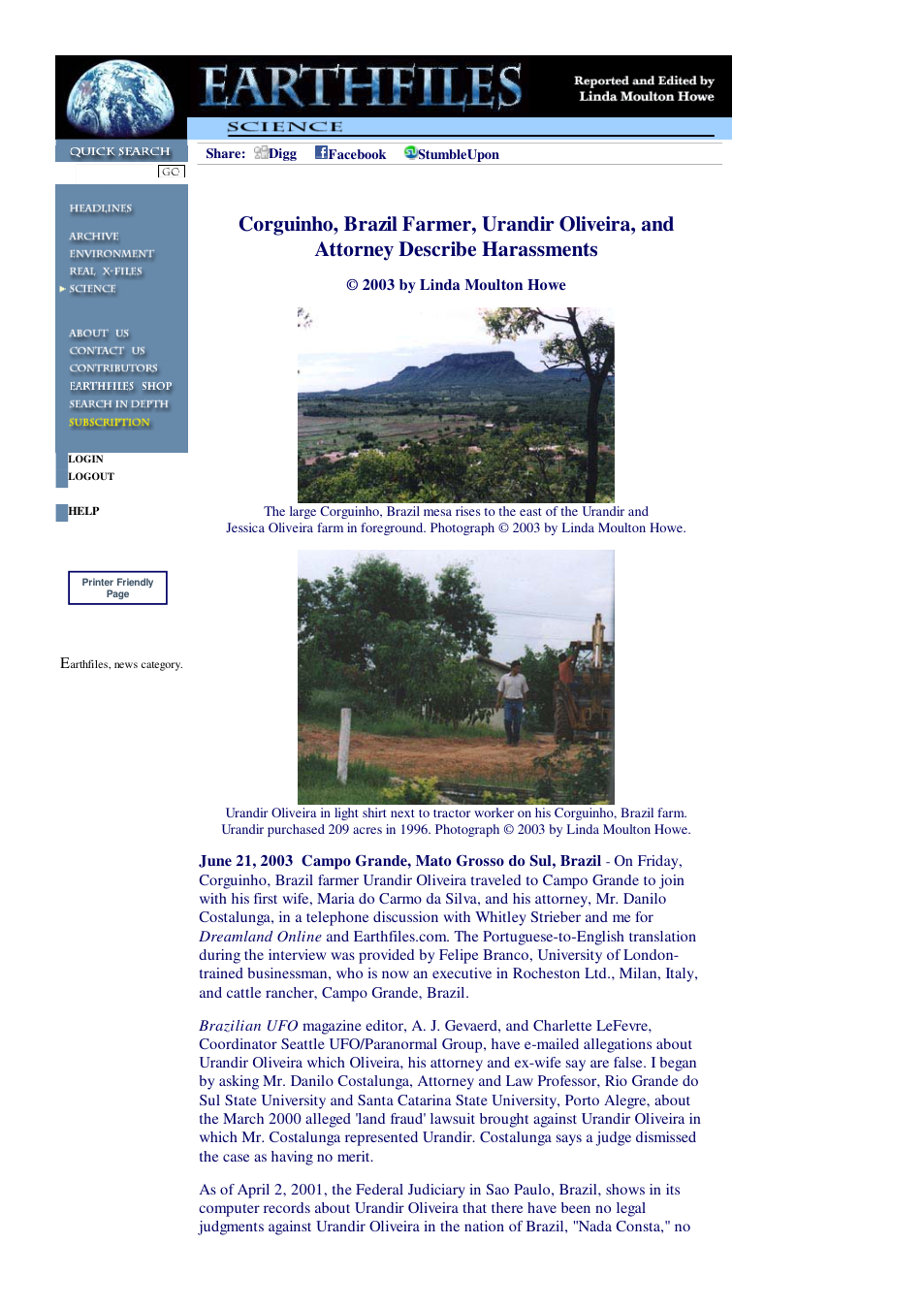 06 21 2003 Corguinho, Brazil Farmer, Urandir Oliveira, and Attorney Describe Harassments cover
