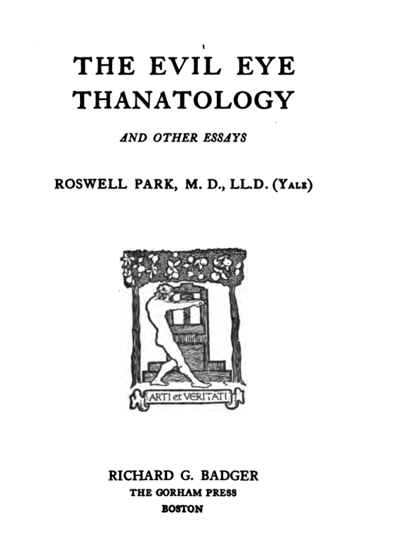 The Evil Eye Thanatology & Other Essays - R Park cover