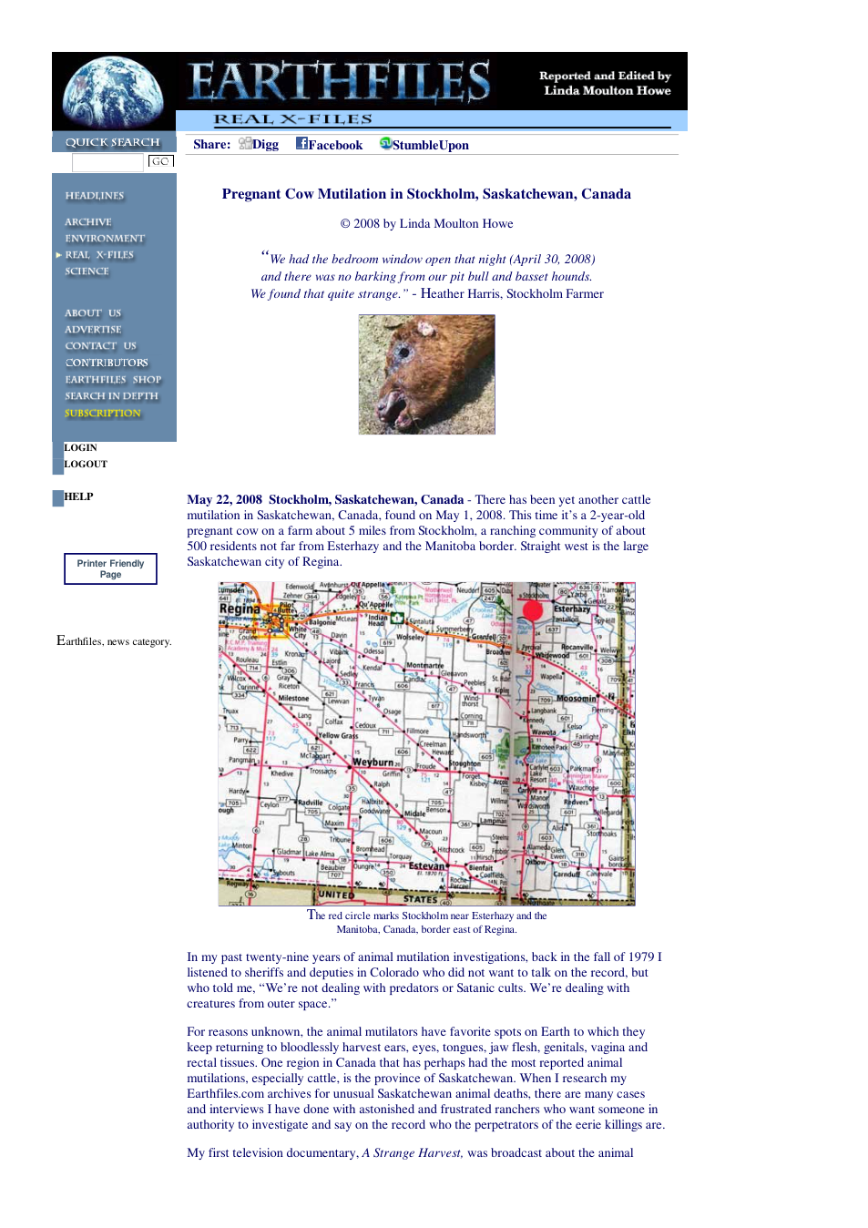 05 22 2008 Pregnant Cow Mutilation in Stockholm, Saskatchewan, Canada cover