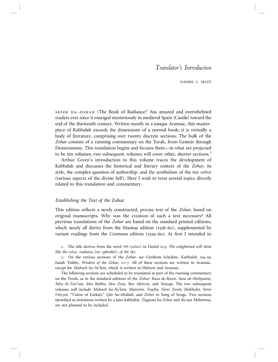 Translators Introduction to the Zohar cover
