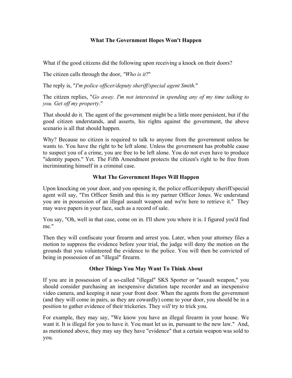 What Government Hopes Wont Happen - Your Rights 5pgs cover