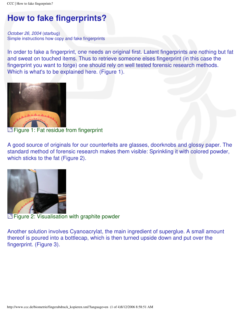 How to Fake Fingerprints cover