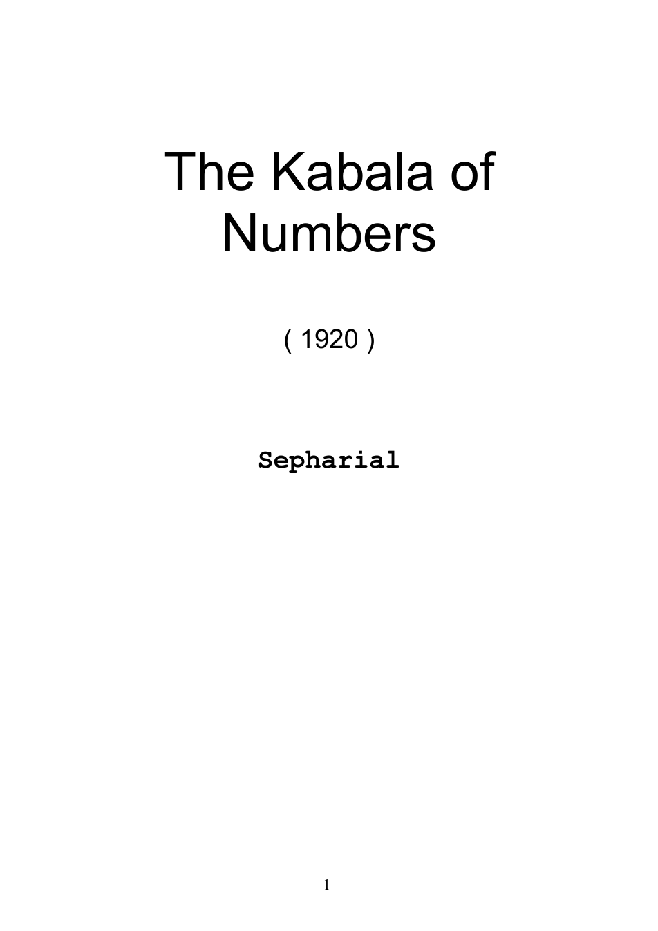 Kabala Of Numbers cover