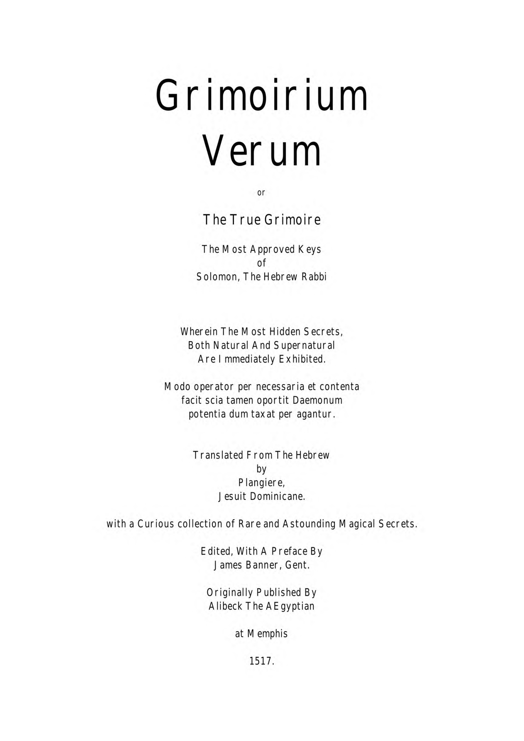 Grimorium Verum cover