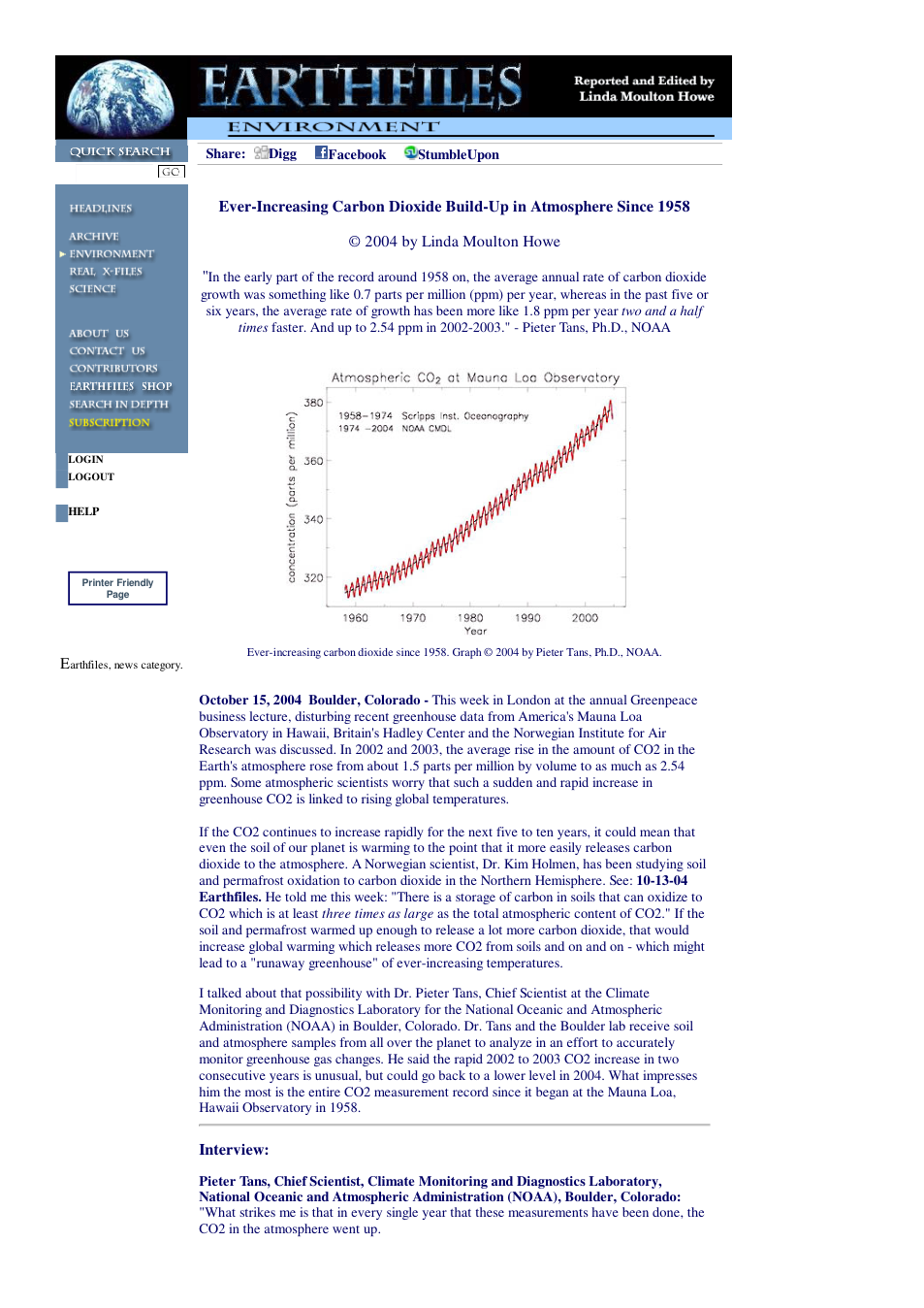 10 15 2004 Ever-Increasing Carbon Dioxide Build-Up in Atmosphere Since 1958 cover