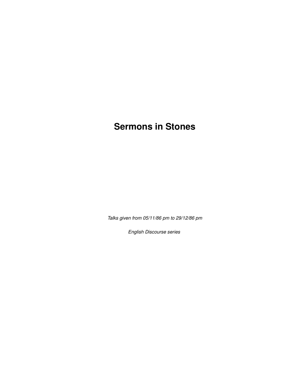 Sermons in Stones cover