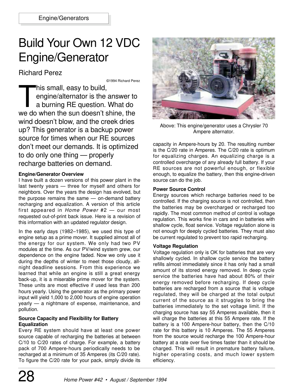 Build Your Own 12 VCG Engine Generator 1994 5 pages cover