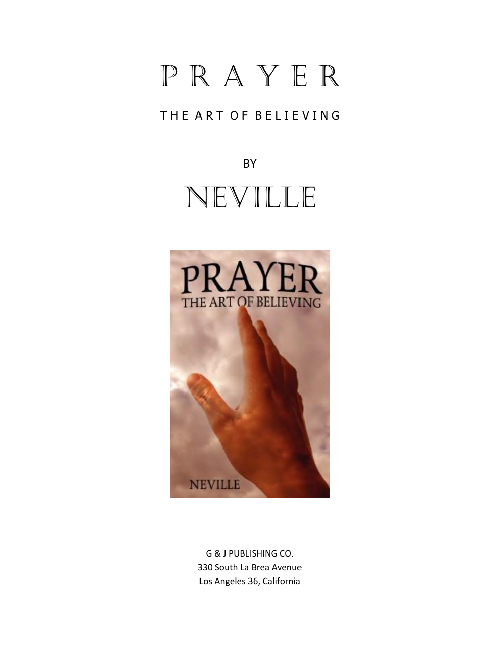 Neville Goddard - Prayer, the Art of Believing cover
