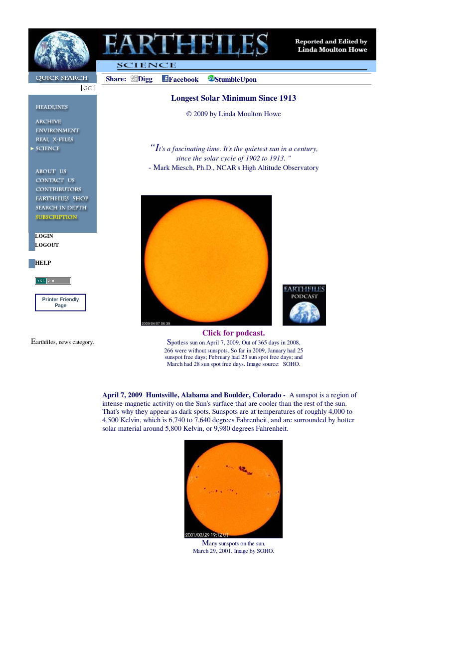 04 07 2009 Longest Solar Minimum Since 1913 cover