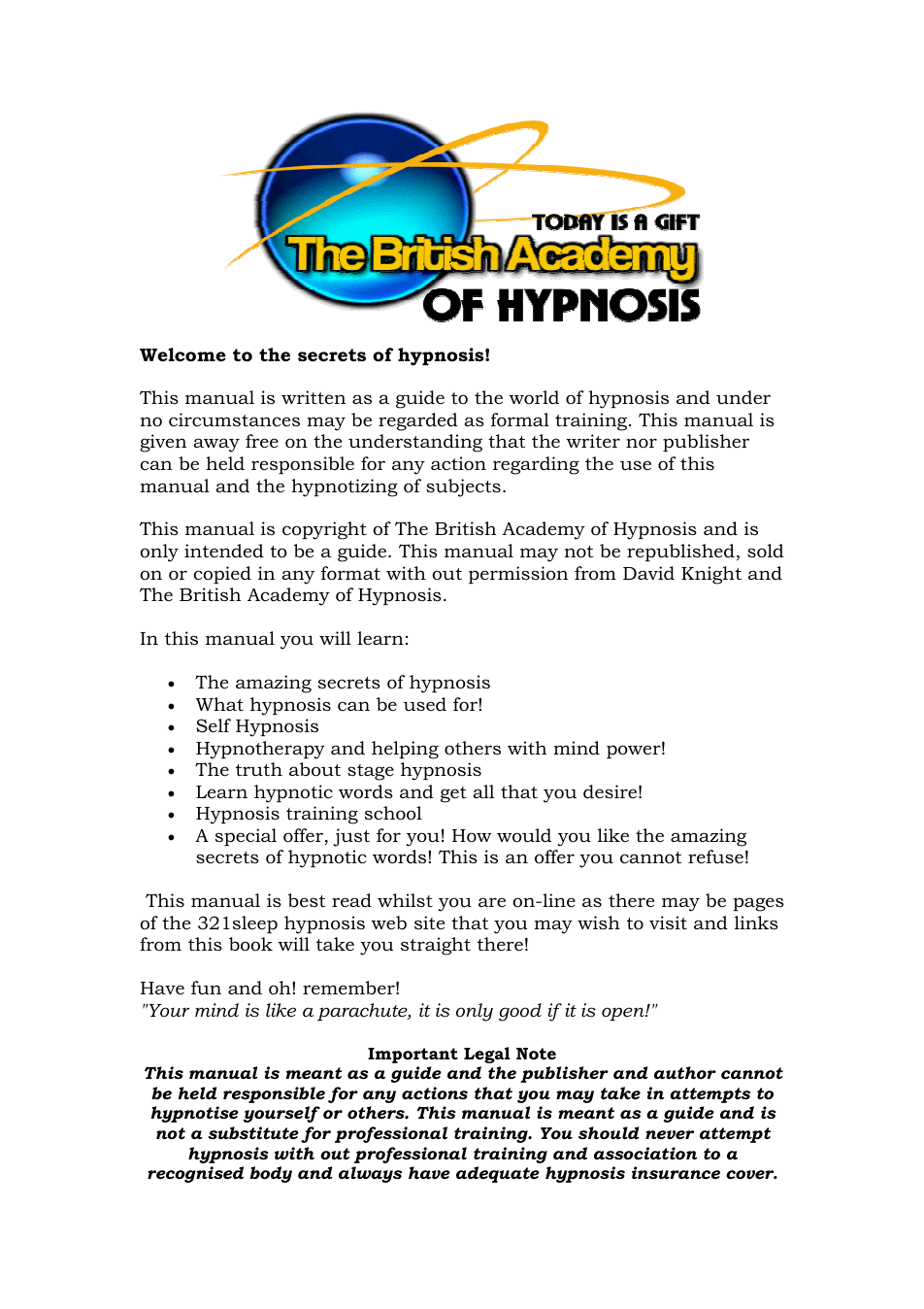 Secrets Of Hypnosis cover