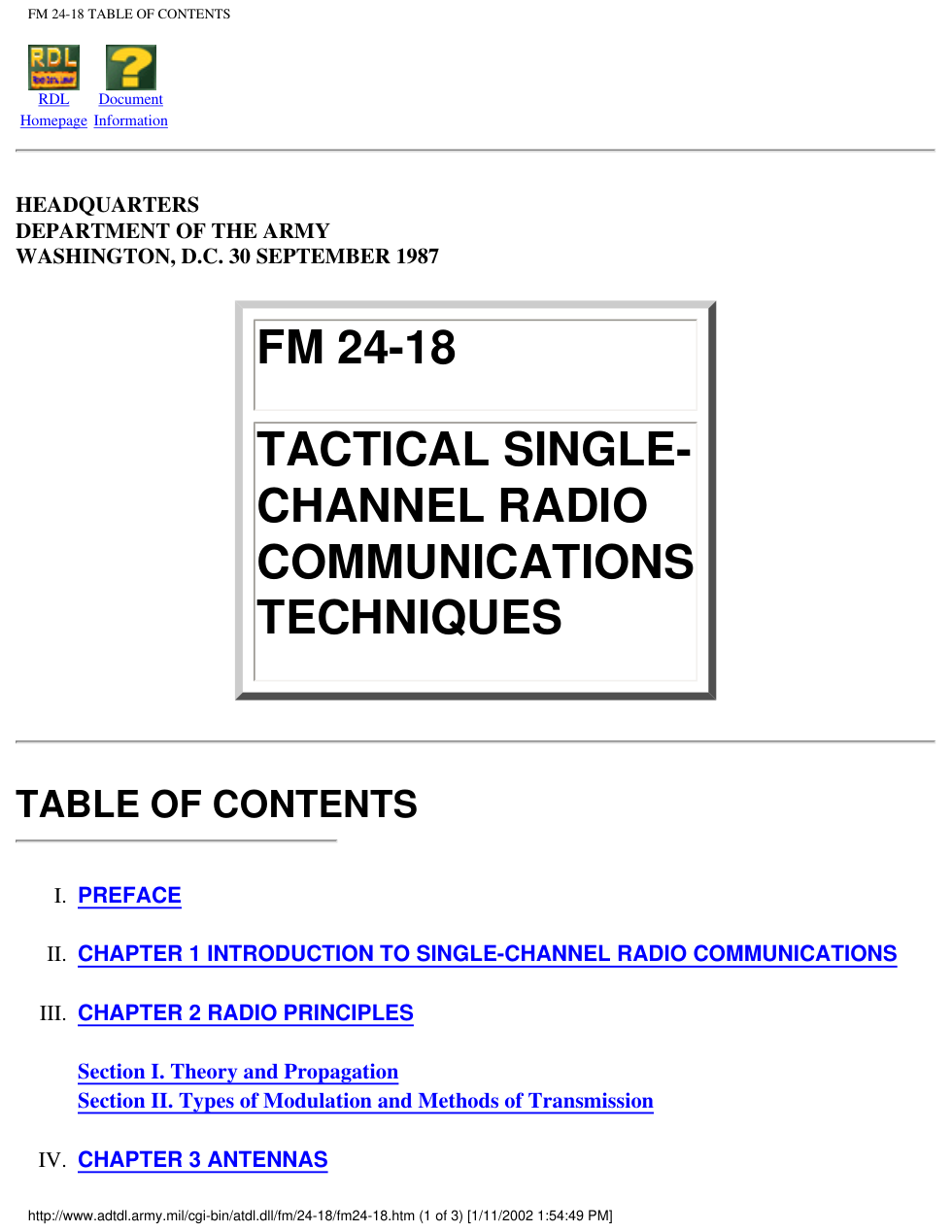 ARMY Tactical Single Chan. Radio Techniques 1987, 186 pgs cover