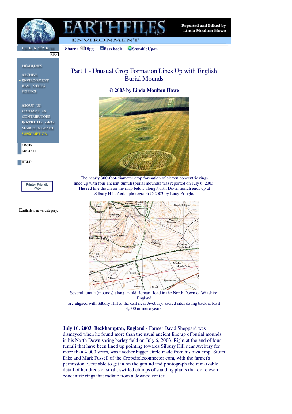 07 11 2003 Part 1 - Unusual Crop Formation Lines Up with English Burial Mounds cover